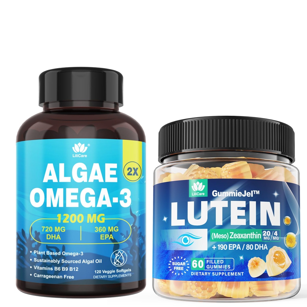 Açúcar livre Lutein 20mg 40mg +Vegan Omega 3 DHA EPA