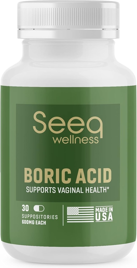 Supositórios de ácido bórico para mulheres - Ajuda a apoiar controle de Odor e equilíbrio vaginal PH, Made in USA - 30 Count