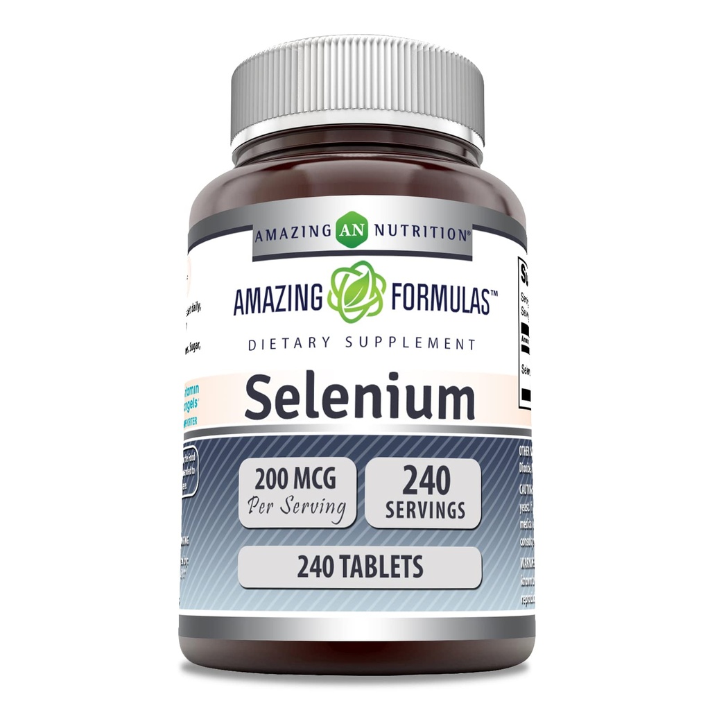 Fórmulas surpreendentes Selenium 200 Mcg Suplemento de comprimidos Não-GMO □ Gluten-Free □ Made in USA (1 Pack □ 240 Count)