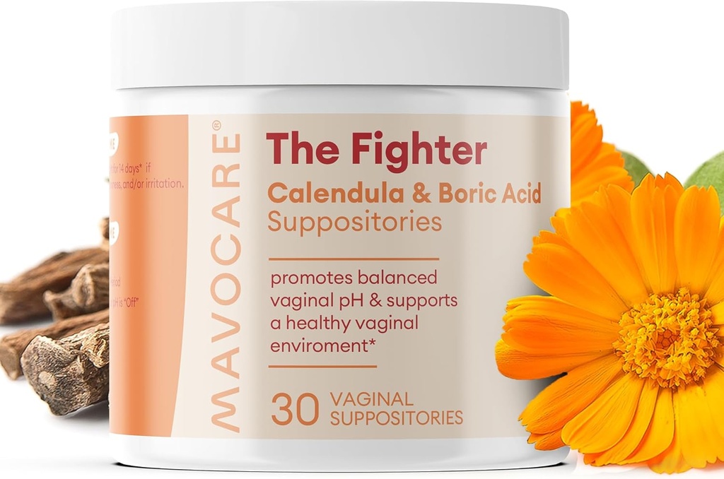Supositórios de ácido bórico MavoCare para mulheres – 600mg com Calendula & Vitamina E – BV & Levessamento apoio à infecção, pH equilíbrio, Odor alívio, rápida dissolução, Hidratante, Fórmula Vegan