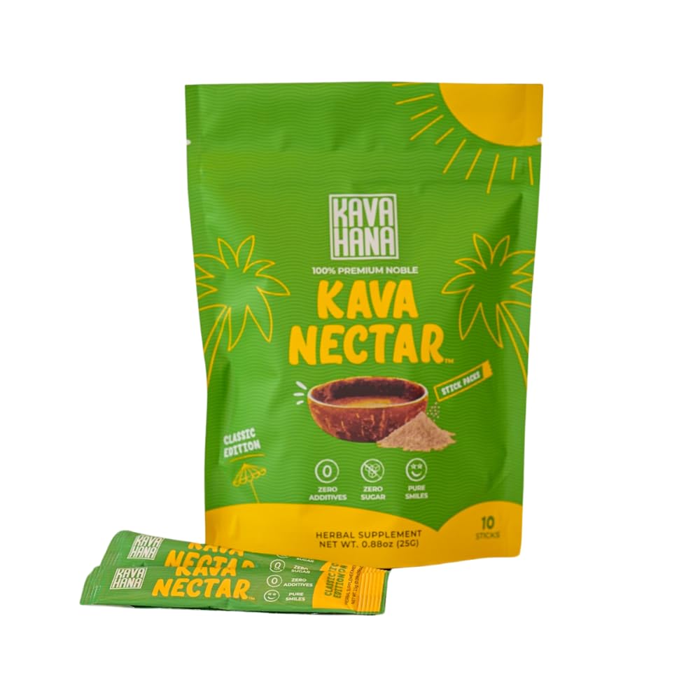 Kavahana Kava Nectar Clássico Cerimonial grau Noble Kava Nectar Pacotes de Vara de Pó – Promove elevação social, relaxamento e suporte de estresse, Instant Kava seco suco Kava