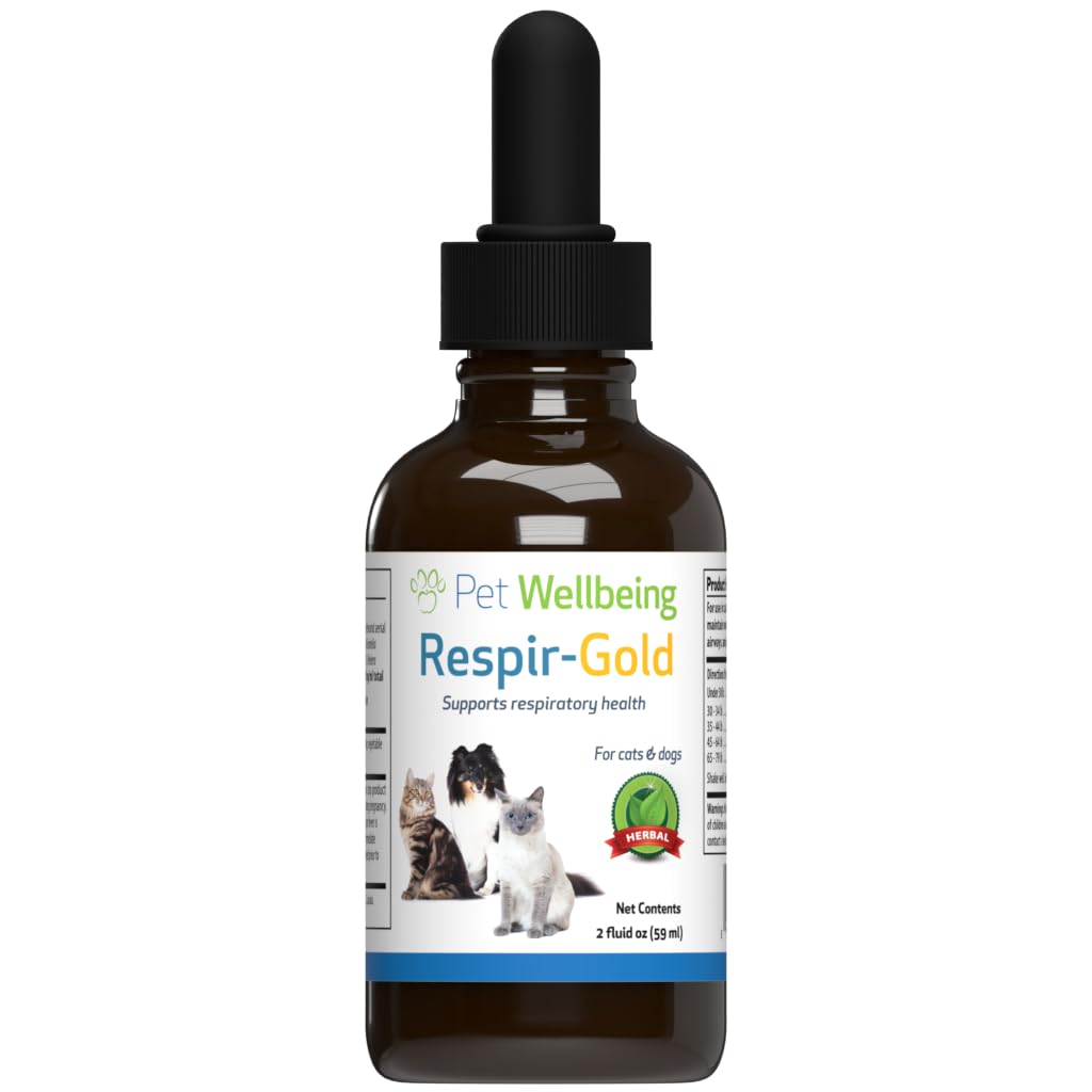 Pet Wellbeing Respir-Gold for Cats - Supports Healthy Breathing, Open Airways, Respiratory Support, Black Cumin, Horehound, Grindelia - Veterinarian-Formulated Herbal Supplement 2 fl oz (59 ml)