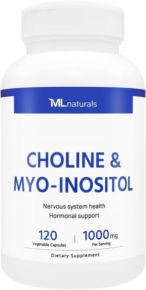 ML Naturals Choline & Myo-Inositol 120 cápsulas vegetais, NSF-certificado & cGMP-Compliant