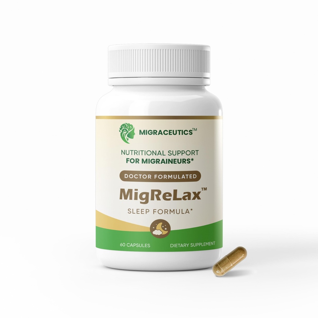 MigReLax - Médico Formulado Migraine Relief Suplementos - Sono e Relaxação Suporte com Valerian, Limão Balm, Paixão Flor, lúpulo - Migraine Suplemento para Mulheres e Homens - Migraine Cefaleia Suporte