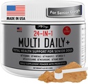 iHeartDogs 24-in-1 Multivitamin Senior Daily+ Total Health Support Pó com Probióticos, Omega-3, Glucosamina, Cogumelos e Broth- 60 Servings