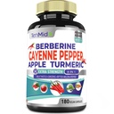 Cayenne Pepper Supplements Extract Cápsulas, 180 Cápsulas & Berberine, Apple, Curcumina Turmérica, Melão Amargo, Ginseng, Cardo de Leite