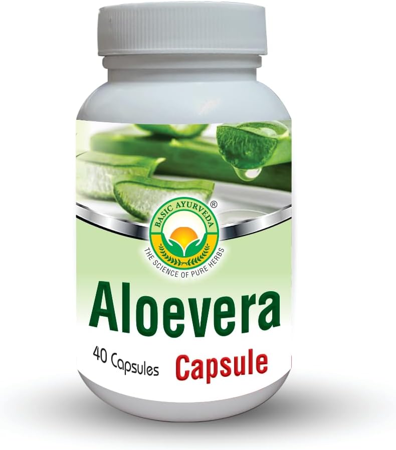 BASIC AYURVEDA Aloe Vera Cápsulas - 460 MG - Suporte Gut Saúde, Saúde Digestiva e Saúde Imunitária