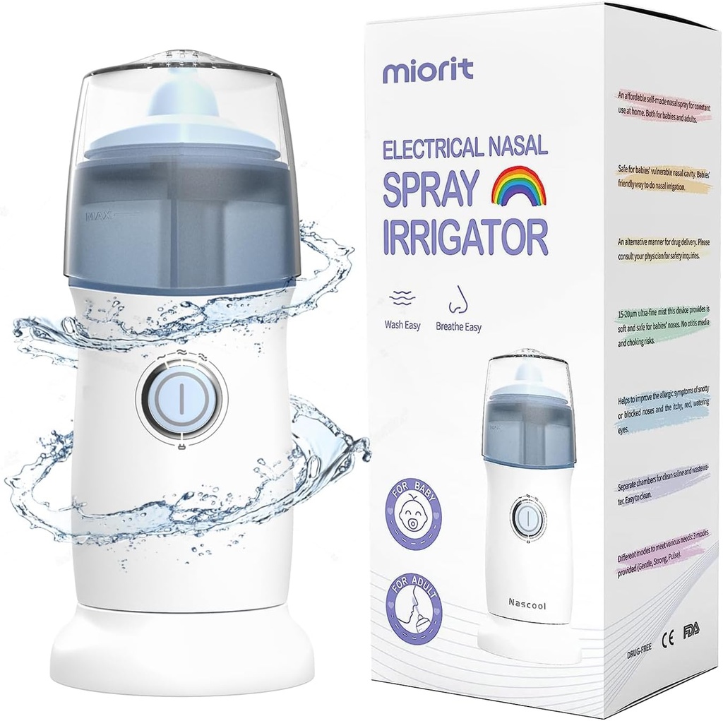 Irrigador nasal com Spray Gental - Ultra Fine Mist - Irrigação para alívio do nariz - Sistema aspirador limpador de nariz - À prova d'água