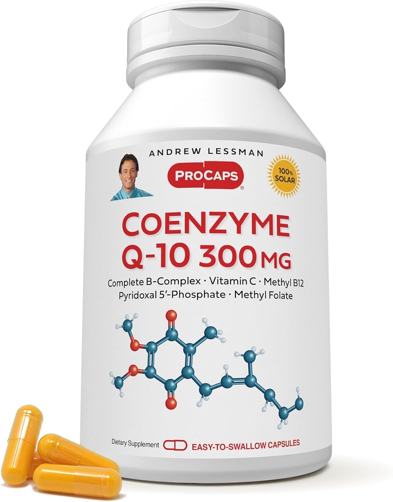 ANDREW LESSMAN Coenzyme Q-10 300 mg 120 Cápsulas - Essencial para a Produção de Energia e Função de Óptimas Principais Órgãos, Suporte Anti-Oxidante, Depletado por Envelhecimento, Plus B-Complex. Cápsulas fáceis de engolir