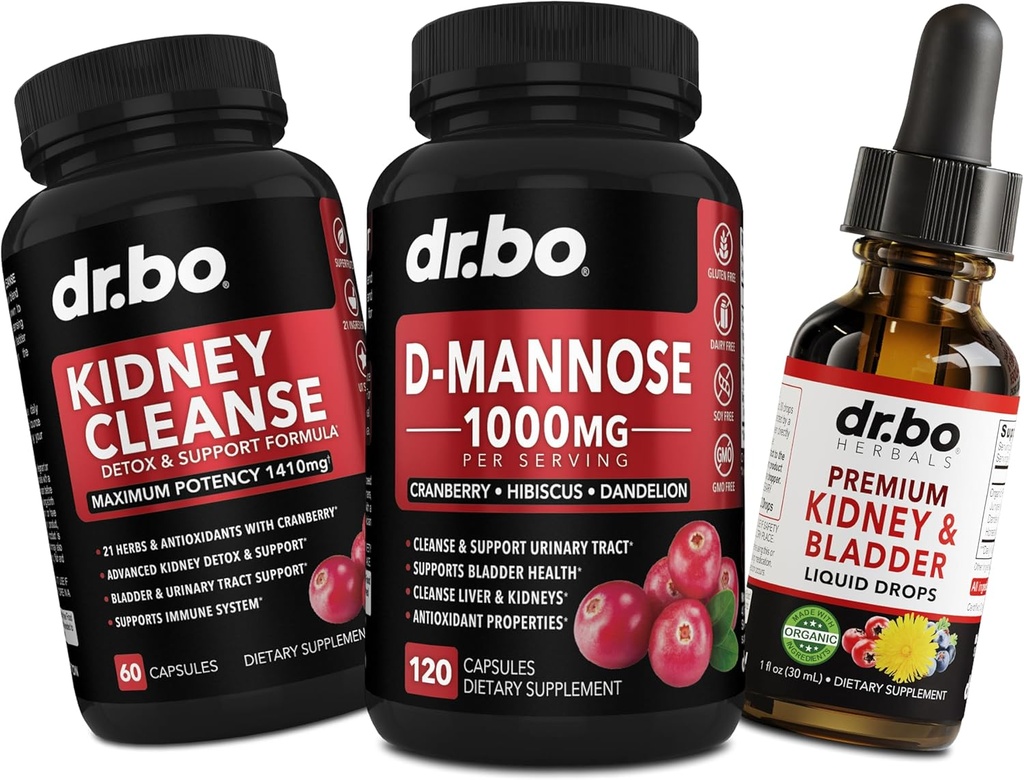 Rim Cleanse & D Mannose Supplements - Rim Detox & Besouro Suporte Liquid Drops Supplement, D-Mannose 500mg 1000mg Cápsulas - DMannose Cranberry, Suporte Rims, Bexiga & Urinary Tract Health
