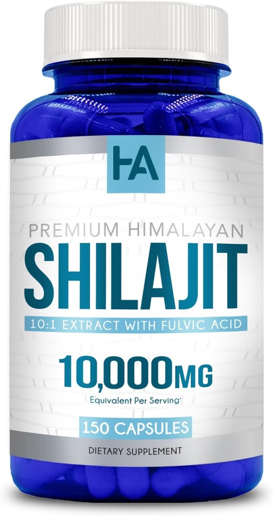 Cápsulas Shilajit de força extra sabor livre Shilajit para homens e mulheres 10000mg Equivalente com Naturalmente Ocorrendo Trace Minerals e Ácido Fulvico □ Vegan Não-GMO & Made in cGMP Labs (150 Servings)