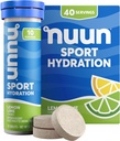 Nuun Sport Electrolyte Tablets com magnésio, cálcio, potássio, cloro e sódio, Gluten Free & Vegan, Limão, 4 Pack (40 Servings Total)