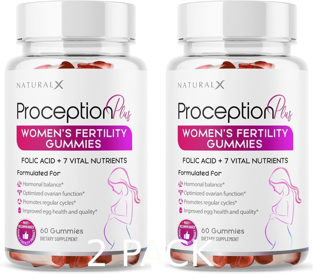 Pastilhas de fertilidade para mulheres - Myo-Inositol, Ácido Fólico, Biotina, B Vitaminas - Suplemento Inositol para suporte de fertilidade feminina, equilíbrio hormonal, ovulação, concepção pré-natal (60 chicletes, 2 pacote)