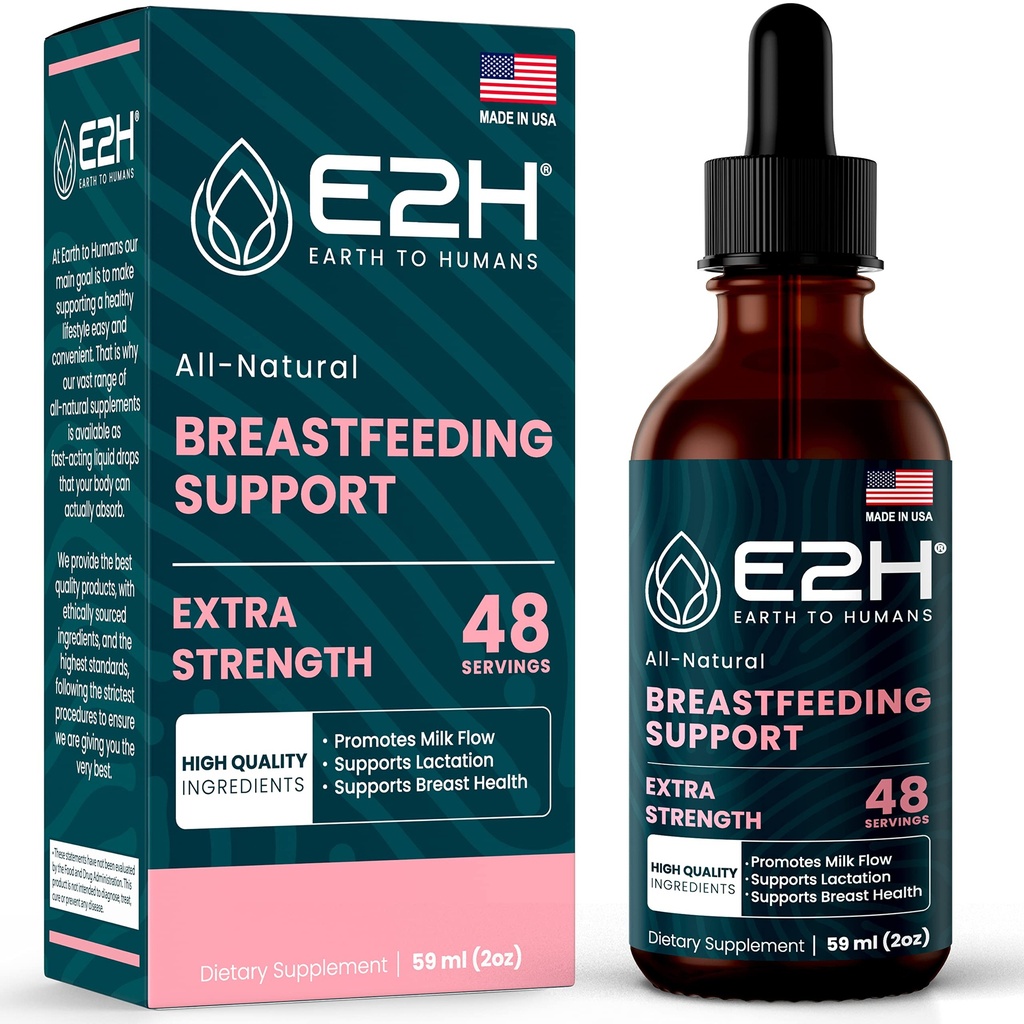 E2H Suplemento de amamentação e suporte de lactação - Suplemento de lactação líquida - Contém feno-grego, cardo de leite, funcho e mais - Sem álcool - Vegan - 2 Fl Oz