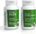 NatureCity Joint Support Bundle; True-Aloe Made with Organic AloeVera, 120 Cápsulas + True-Curcumina com 500mg de Altamente Absorvível BCM-95 Curcumina + Óleo Essencial Acumérica, 30 Cápsulas