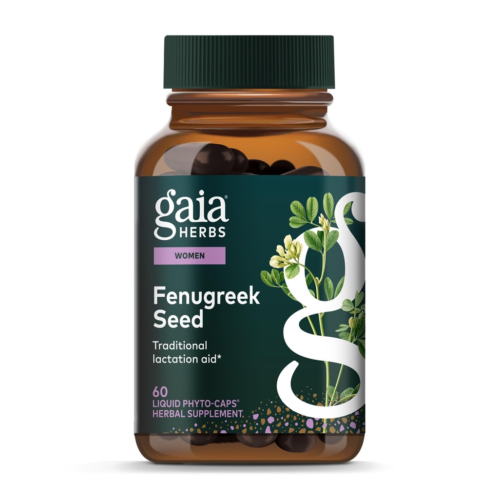 Gaia Herbs Fenugreek Seed - Ajuda a apoiar a amamentação saudável e produção de leite materno* - Feito com sementes de feno-grego orgânico - 60 Vegan líquido Phyto-Capsules (até 15 dias de fornecimento)