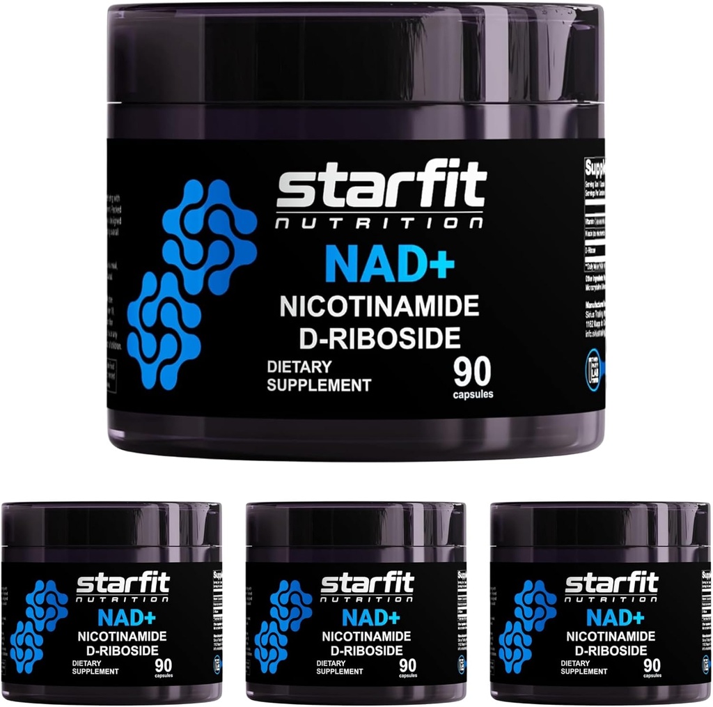 STARFIT - Nicotinamida D-Ribosido, Nicotinamida Ribosido para apoiar NAD+ Níveis, Foco e Suplemento de Energia, Suporte de Metabolismo Nicotinamida Riboside NAD Suplemento, 360 Cápsulas