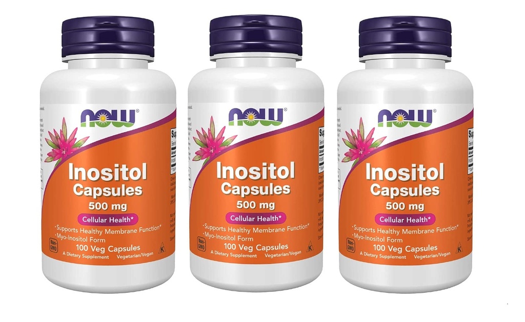 AGORA Alimentos Alimentos Inositol 500mg,100 Cápsulas (Pacote de 3)