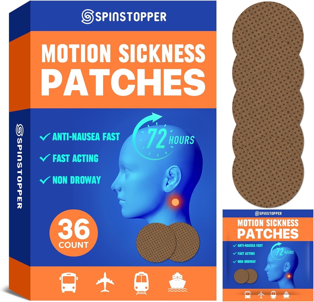 Motion Sickness Patches (36 Count), Sea Sickness Patch, Motion Sickness Patches para Cruzeiro, Trens, ônibus e aviões, Motion Sickness Patch para Vertigo Relief & Motion Sickness Alief
