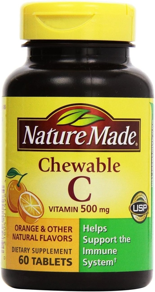 Natureza Made - Vitamina C 500 mg, 120 comprimidos mastigáveis (Twin Pack 2 x 60)