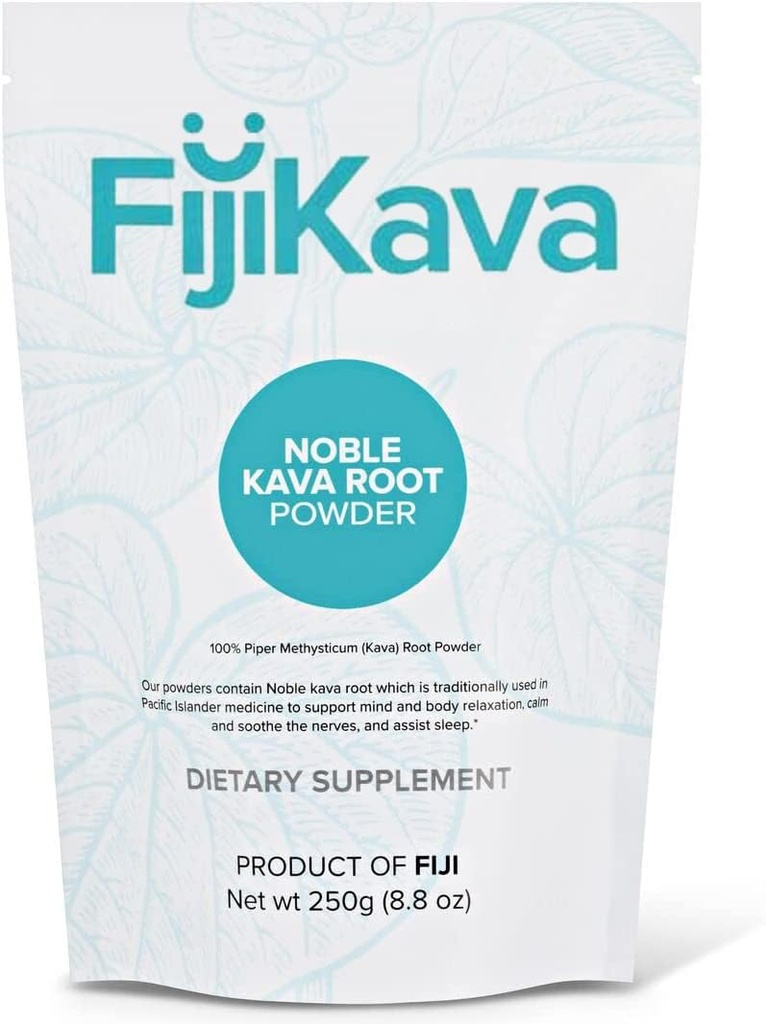 FijiKava Instant Kava Kava Powder 250g – Premium Kava Root Powder com alto conteúdo de Kavalactone – Ajuda de relaxamento natural para calma, alívio de estresse e suporte ao sono – Fácil de-Mix