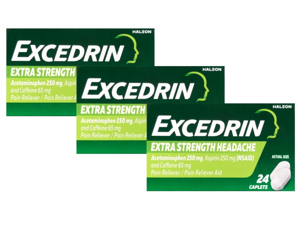 Excedrina - 24 Caplets, Embalagem de 3