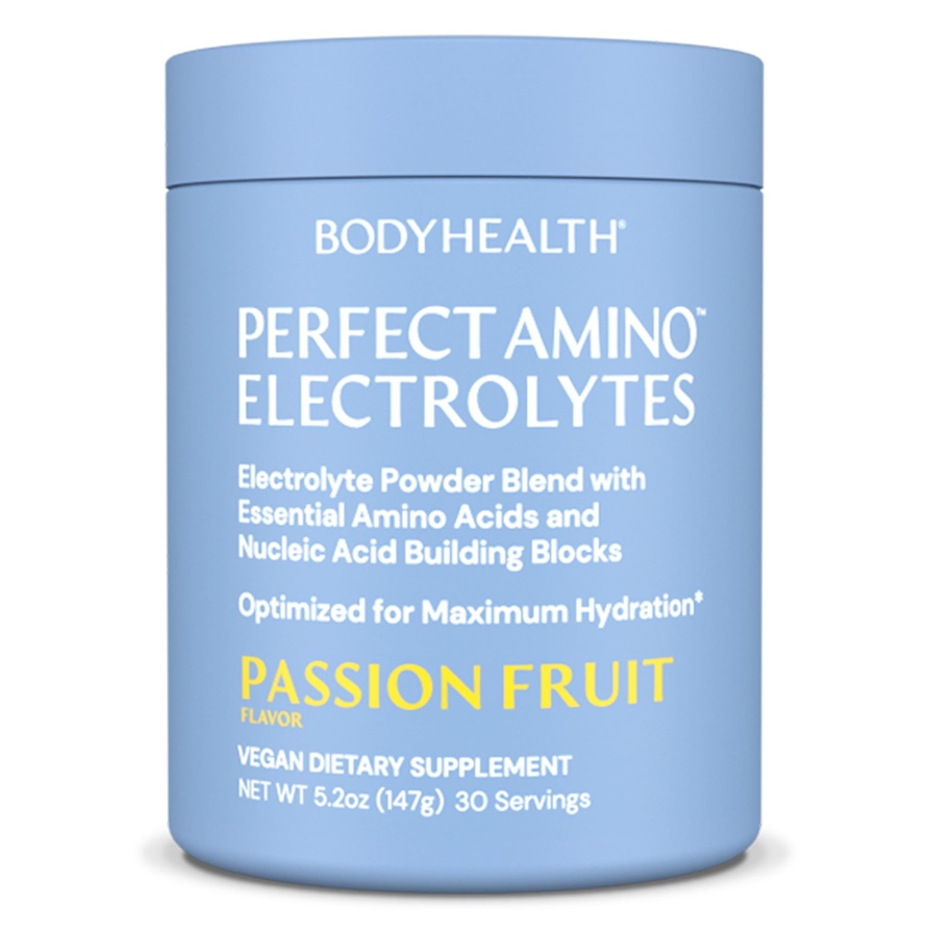 BodyHealth PerfectAmino Electrolytes Powder No Sugar, Hydration Fashing Keto Zero Sugar Electrolytes Drink Mix with Trace Minerals - Fruit Paixão - 30 Servings