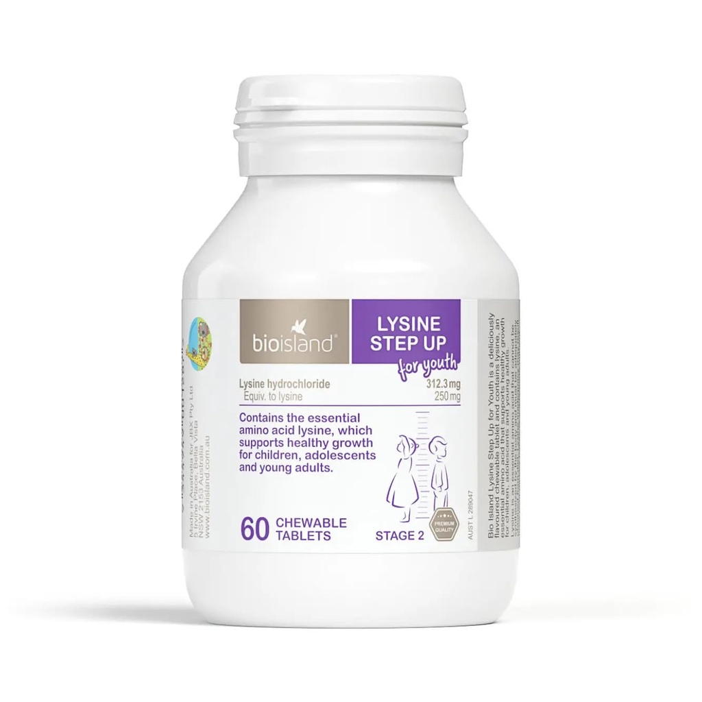 Bio Island Lysine passo para a juventude 60 comprimidos mastigáveis