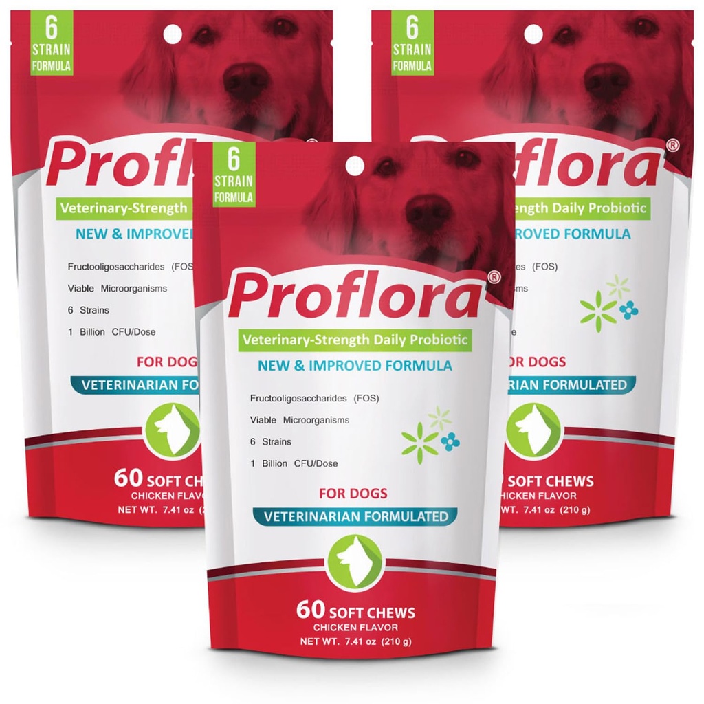 Proflora Mastigação Macio Probiótico para Cães - Veterinária-Forte Probiótico Diário - Saúde da Digestão - Sistema Imune Boost - Saúde da Pele e Revestimento - 180 Mastigação Macio