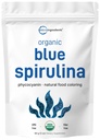 Pó de espirulina azul orgânica (Extrato de Phycocyanina), 60 Servings - Sem cheiro de peixe, 100% Vegan proteína de algas azuis-verdes, Cor de alimentos luminosos naturais para smoothies, Cozimento, Bebidas & Cozinha