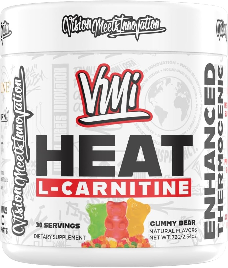 Calor L-Carnitina em pó melhorado termogênicos 1500 mg L-Carnitina fórmula máxima de absorção, ótimo gosto para homens e mulheres, 30 Servings (30 Serving, Gummy Bear)