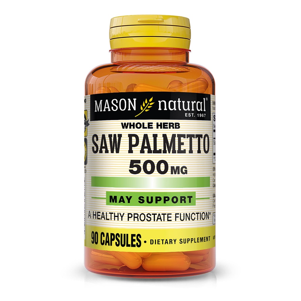 MASON NATURAL Serra Palmetto 500 mg, Suporta Saúde Próstata e Função Urinária, 90 Cápsulas