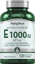 Piping Rock Vitamina E 1000 UI Softgels □ 120 Contagem com D-Alfa e tocoferóis mistos □ Suplemento sem glúten e sem OGM