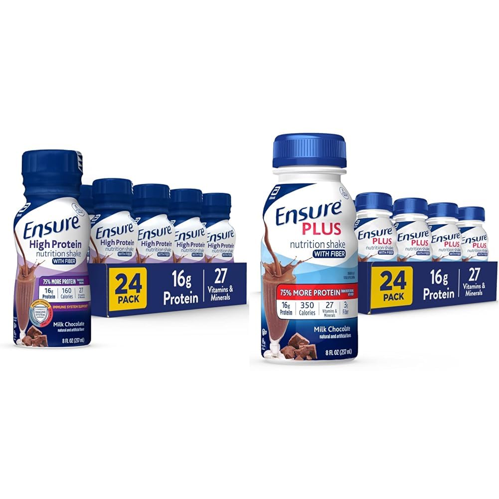 Certifique-se de alta vitamina nutricional proteína com fibra e garantir mais agitação nutricional com fibra, 16 gramas de proteína, líquido de substituição de refeições, chocolate de leite, sem glúten, 8 Fl Oz (Pacote de 24)