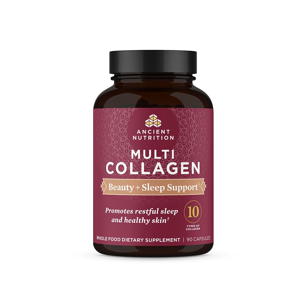Pílulas antigas de colágeno nutricional para cabelos, pele e unhas, Beleza + sono 90 Ct, Suplemento de colágeno + magnésio, Suporta pele e unhas, Dormir, Paleo e Keto Friendly, Gluten Free
