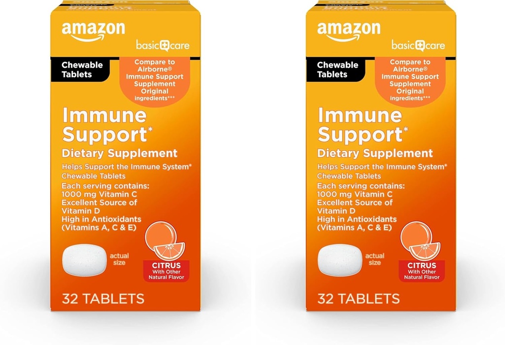 Suporte Imune de Atenção Básica Tablets Citrus Chew, 32 Count (Pack of 2)