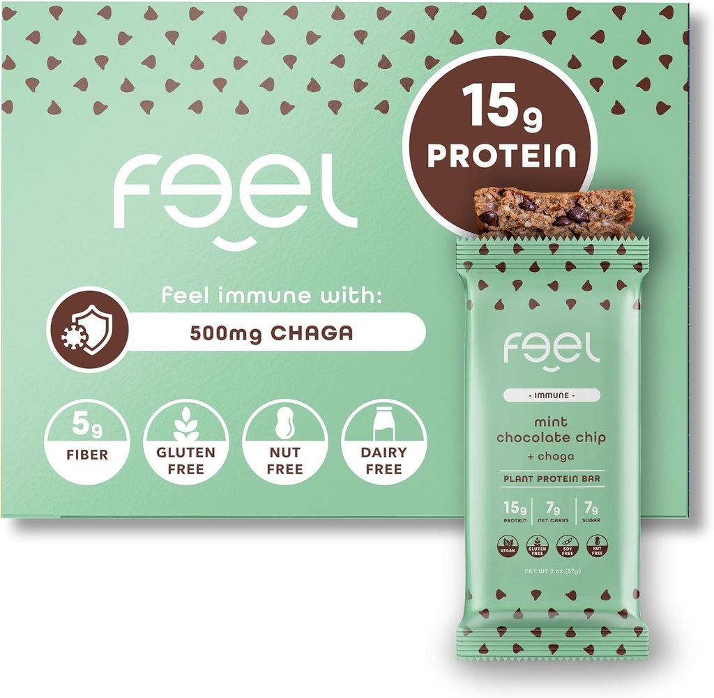 Sentir Vegan Protein Bares □ Batata de chocolate de hortelã □ Keto □ Glúten grátis □ Orgânico □ Cogumelo Chaga 15g Proteína vegetal □ Baixo carboidrato □ Alta proteína