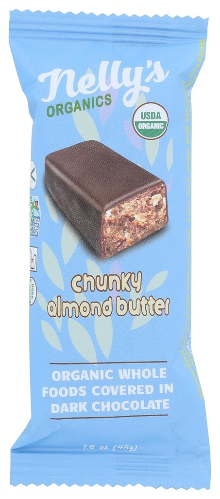 Nellys Orgânicos Chocolate Orgânico Chunky manteiga de amêndoa Bar, 1.6 Oz