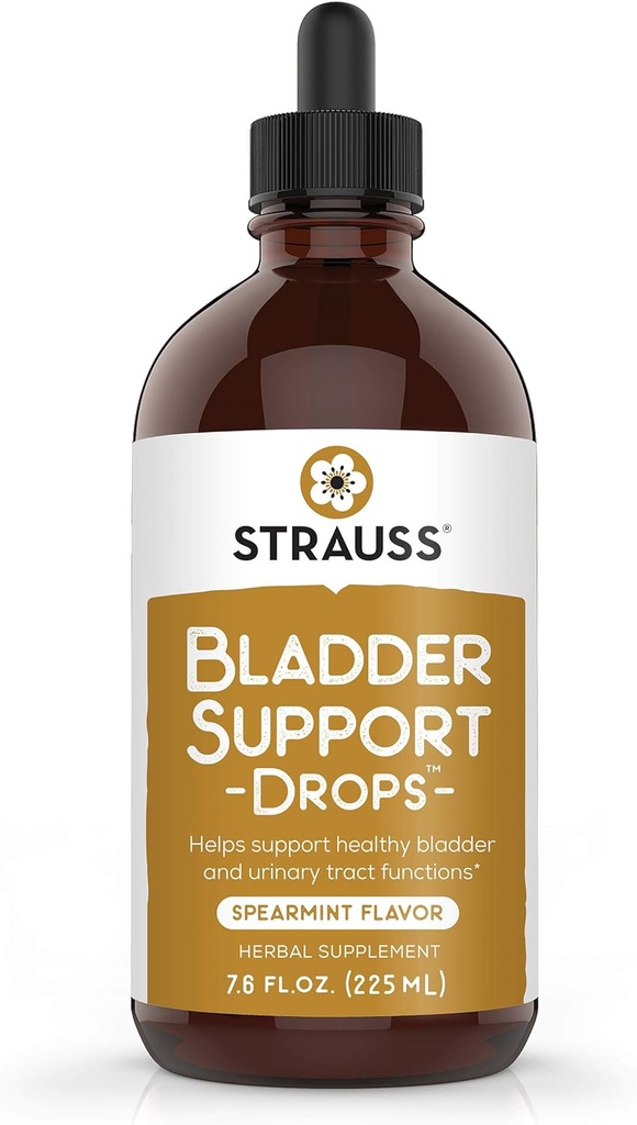 Strauss Naturals Suporte de bexiga gotas Suplementos naturais para suporte do sistema urinário, sem glúten, sem soja e não-GMO, 7.6 fl oz.