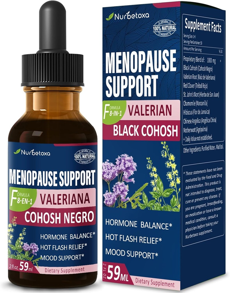 Suplemento dietético Menopausa Suporte gotas, Estroven Menopausa alívio tintura para flashes quentes e suores noturnos com Black Cohosh, Valerian. 2 onças