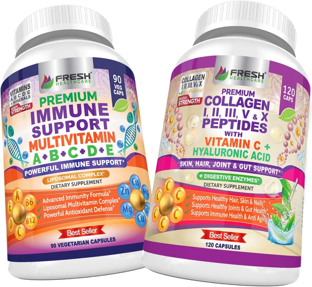 SAÚDE FRESCA Multivitamínico Imune e Colágeno Peptídeos - Pacote