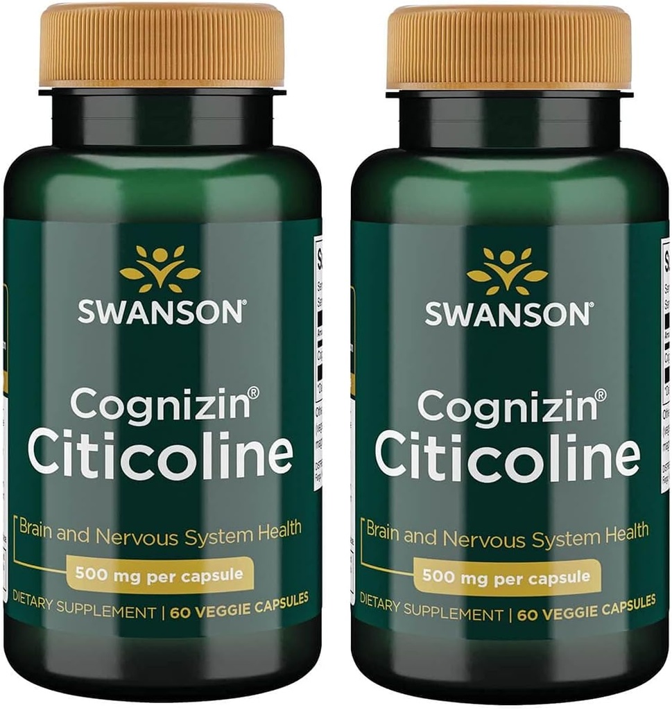 Swanson Cognizin Citicolina 1.000 Milligrams 60 Veg Cápsulas (2 Embalagem)