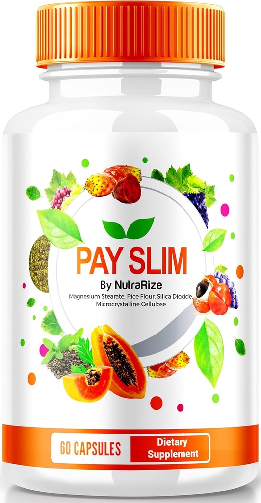 NutraRize Pay Slim Cápsulas, PaySlim All-Natural Supplement for Healthy Weight Loss, Premium Formula to Achieve Body and Fitness Goals, Comentários Oficiais (60 Cápsulas)