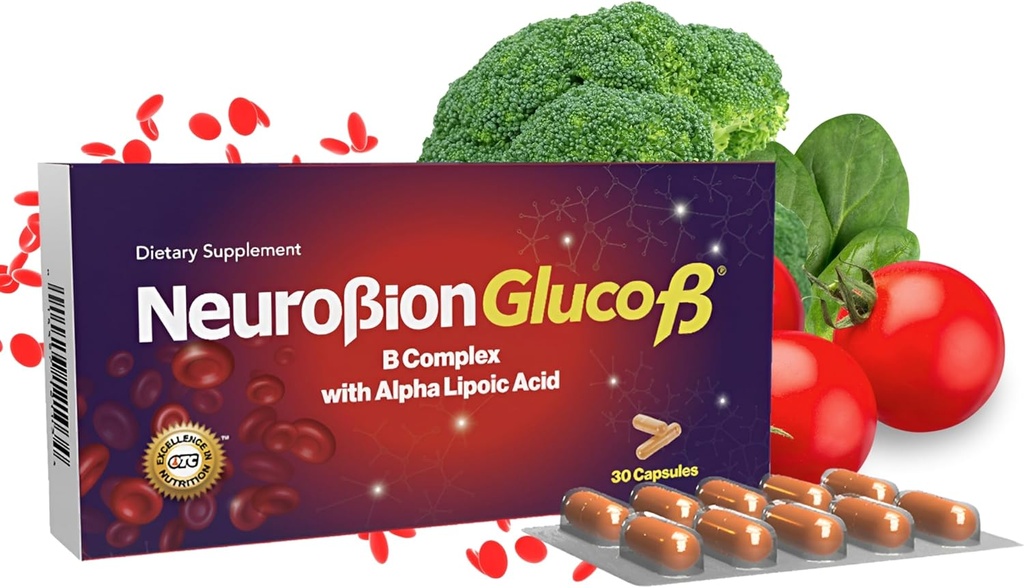 Neurobion Gluco B con Acido Alfa Lipoico Suplemento dietético B Complexo com Ácido Alfa Lipoico, Complejo B 30 Cápsula