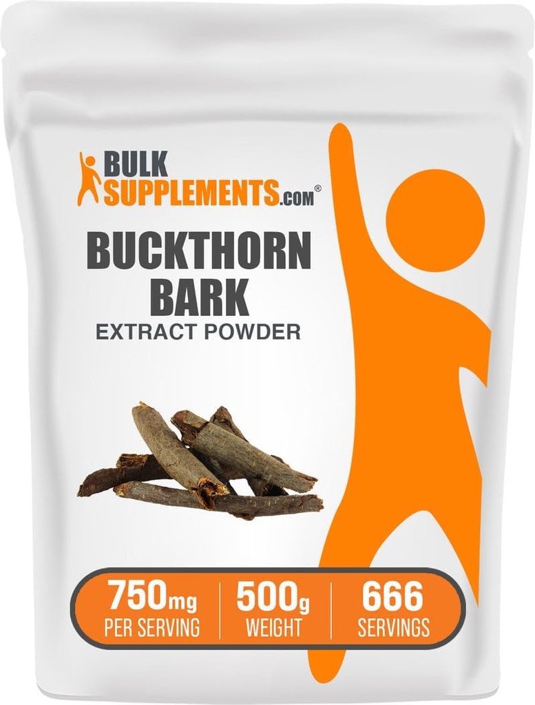 BulkSuplementos.com Buckthorn Bark Extract Powder - Buckthorn Bark Powder, Suplemento de ervas - Vegan & Gluten Free, 750mg por serviço, 500g (1.1 lbs) (Pacote de 1)