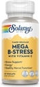 SOLARAY Mega Vitamina B-Stress, Timed-Release Vitamina B Complexo com 1000 mg de vitamina C para estresse, Energia, Célula de sangue vermelho e apoio imunológico, 60 Dia de garantia, Vegan, 20 Servings, 60 VegCaps
