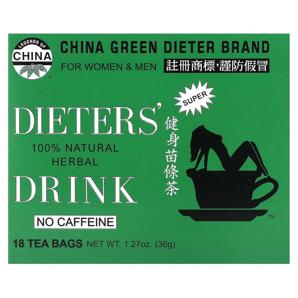 Uncle Lee's Tea Dieters' 100% Natural Herbal Drink, No Caffeine, 18 sacos de chá, 1,27 oz (36 g)