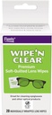 Lens de flants, Wipe 'N Clear, 20 Count, pré-hidratado, Streak-free, seguro para óculos, anti-fog, limpeza suave, visão clara, individualmente embrulhado para viagem e conveniência, feita nos EUA