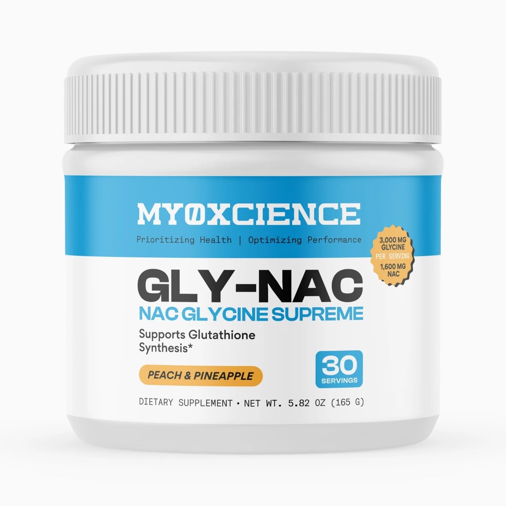 MYOXCIENCE NAC Glycine Supreme (N-Acetil-L-Cysteine, Glycine e Taurine Combination) (Flavor natural de pêssego e abacaxi) (30 Servões)