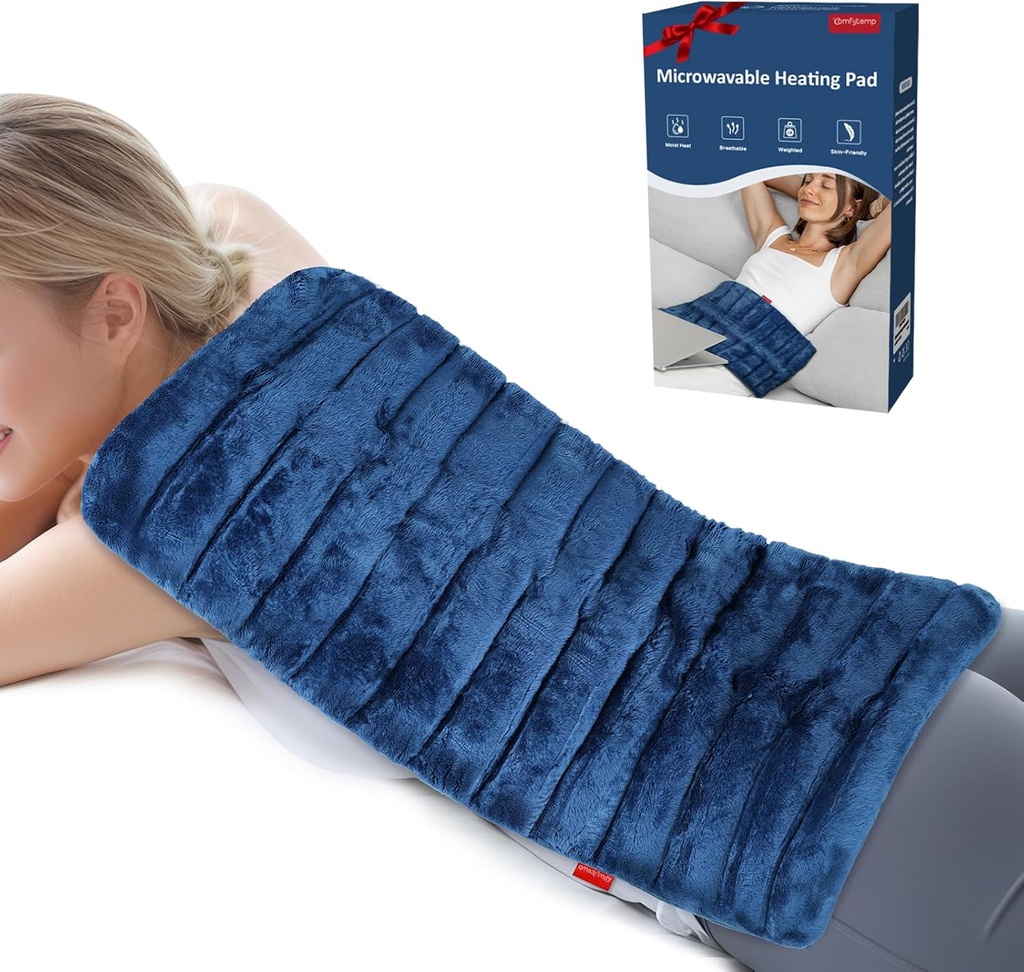 Almofada de aquecimento extra grande microwavable para alívio da dor nas costas, 12"x23" 3.7 LB Almofada de calor para ombro de pescoço, Cães, Fisioterapia Presentes do Dia das Mães para dores, articulações